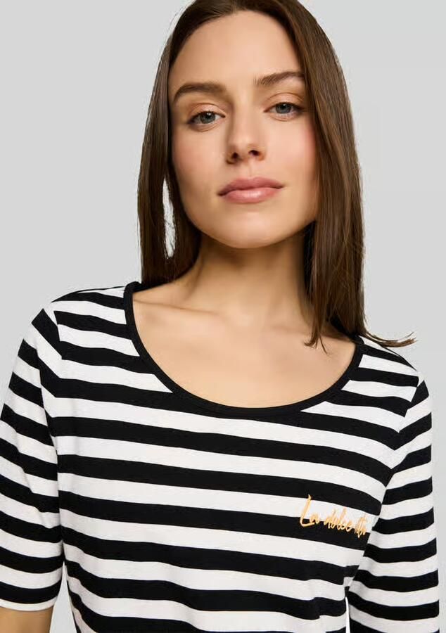 Tom Tailor regular fit T-shirt van katoenmix met borduursel