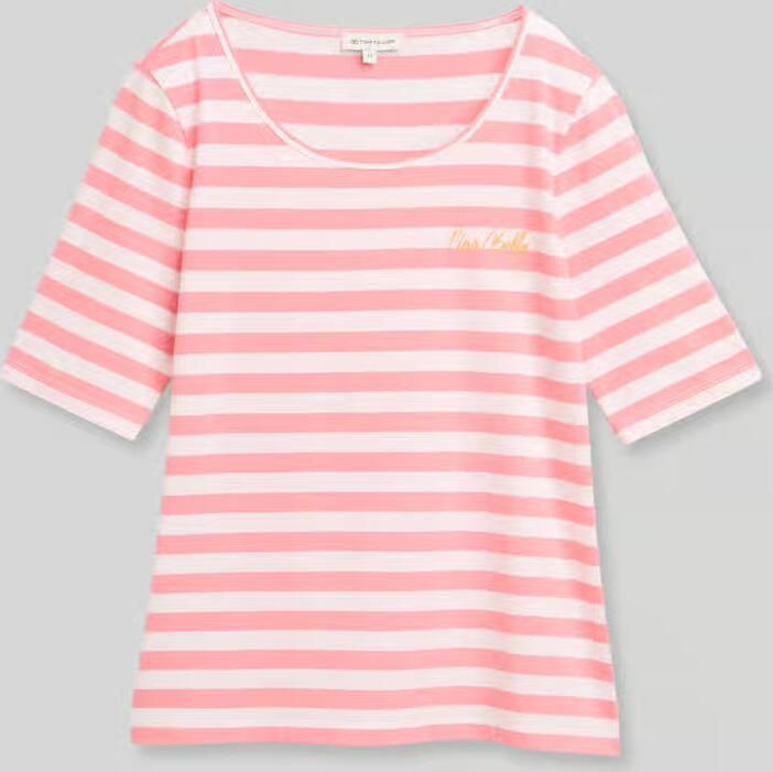 Tom Tailor regular fit T-shirt van katoenmix met borduursel - Foto 2