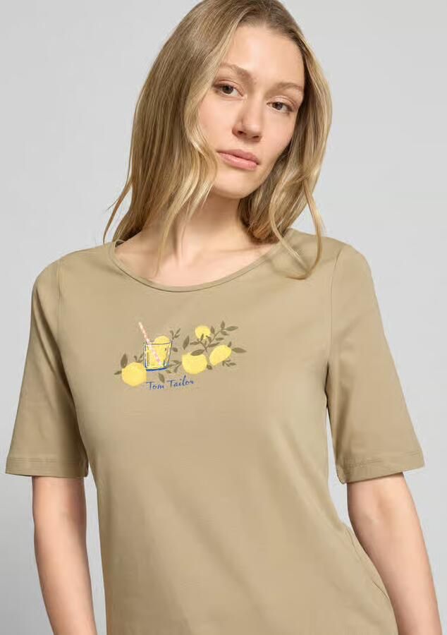 Tom Tailor regular fit T-shirt van katoenmix met motiefprint