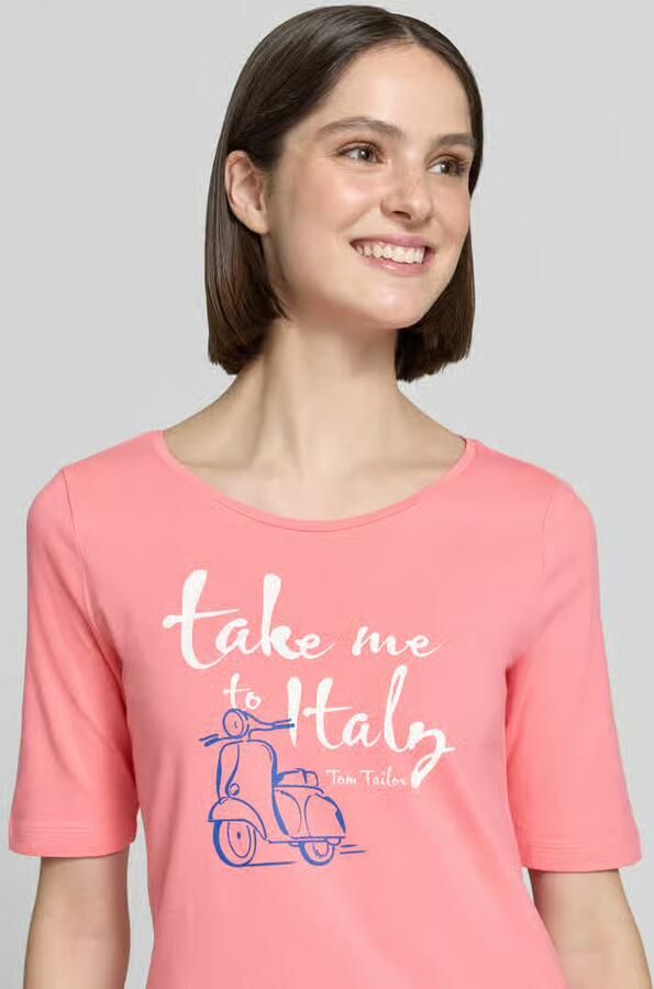 Tom Tailor regular fit T-shirt van katoenmix met motiefprint