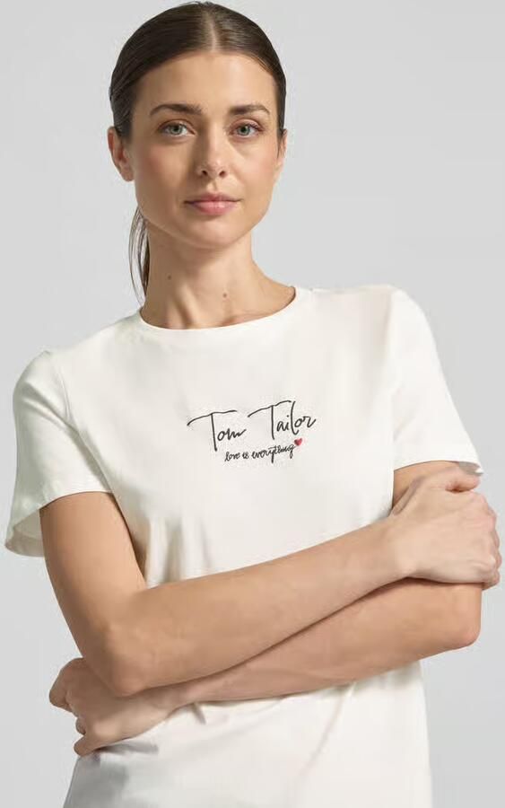 Tom Tailor Regular fit T-shirt van mix van biologisch katoen