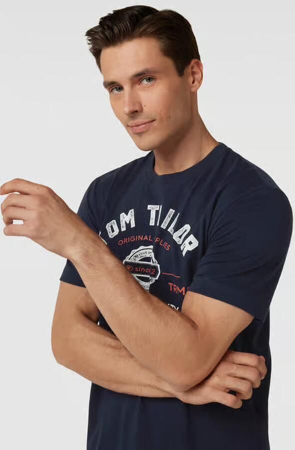 Tom Tailor Regular fit T-shirt van puur katoen met labelprint