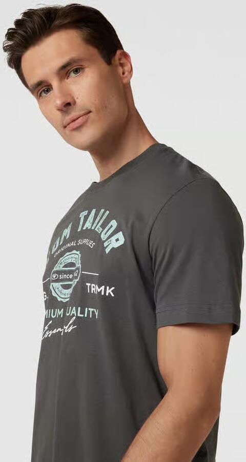 Tom Tailor Regular fit T-shirt van puur katoen met labelprint