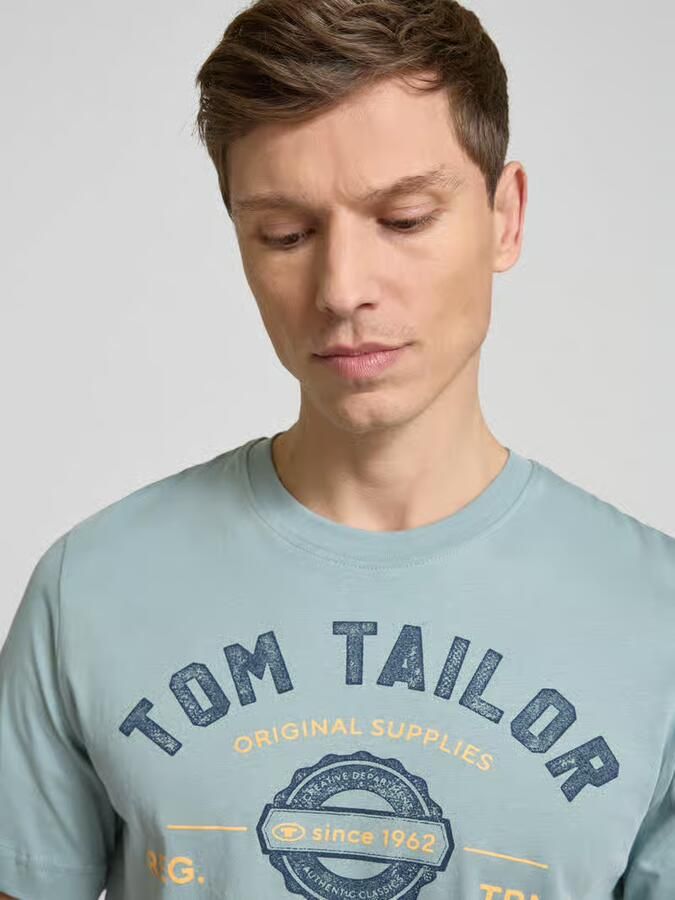 Tom Tailor Regular fit T-shirt van puur katoen met labelprint