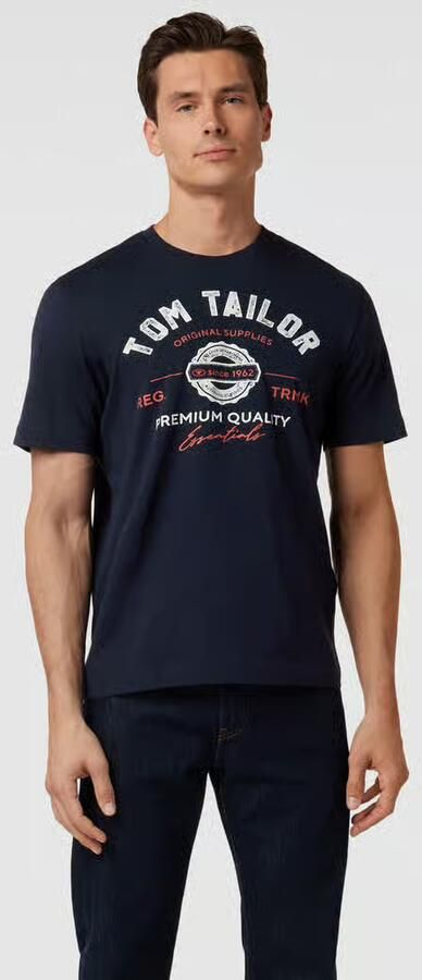 Tom Tailor Regular fit T-shirt van puur katoen met labelprint - Foto 2