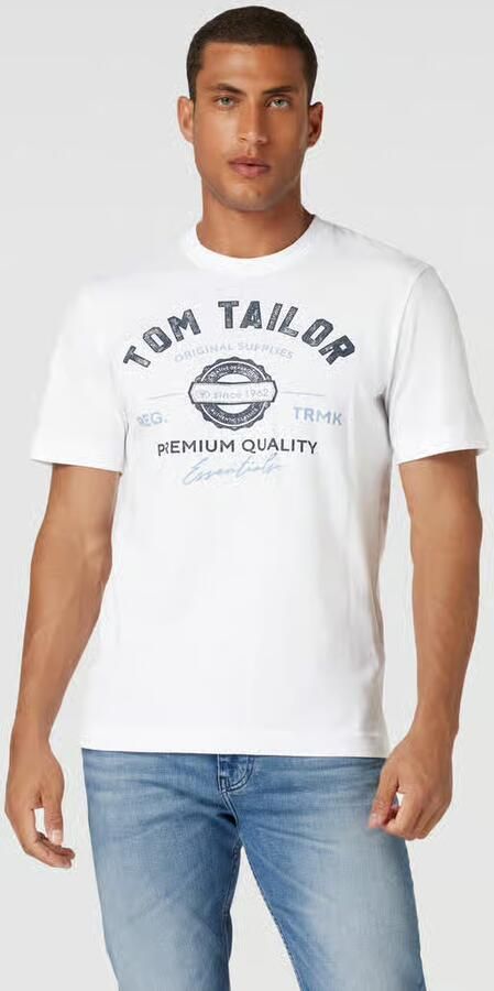 Tom Tailor Regular fit T-shirt van puur katoen met labelprint - Foto 2