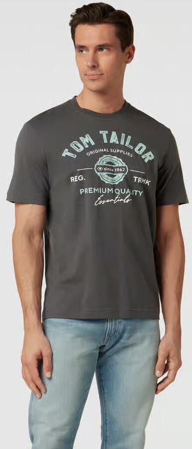 Tom Tailor Regular fit T-shirt van puur katoen met labelprint - Foto 2