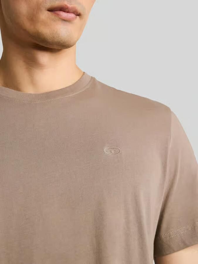 Tom Tailor Regular fit T-shirt van puur katoen met logo-stitching