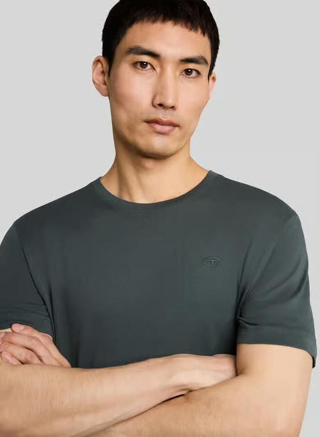 Tom Tailor Regular fit T-shirt van puur katoen met logo-stitching