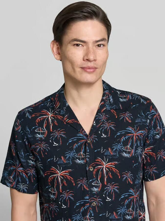 Tom Tailor regular fit vrijetijdsoverhemd van mix van viscose en linnen