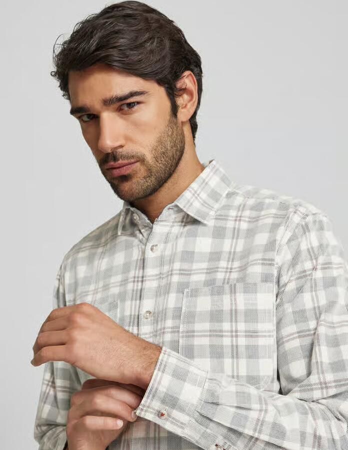 Tom Tailor Regular fit vrijetijdsoverhemd van puur katoen met corduroy ruitmotief