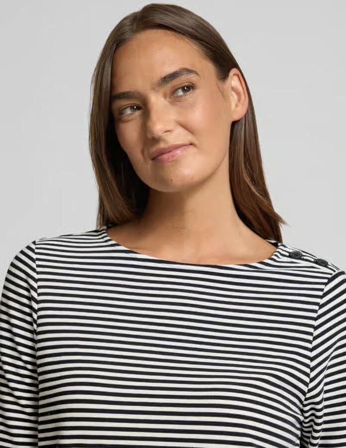Tom Tailor Relaxed fit shirt met 3 4-mouwen van biologische katoenmix met knoopdetails