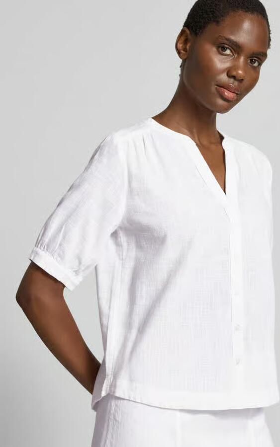 Tom Tailor relaxed fit blouse met korte mouwen van puur katoen