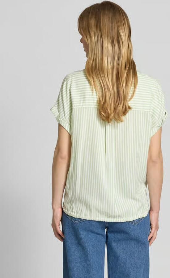 Tom Tailor Relaxed fit blouse met korte mouwen van puur viscose met V-hals