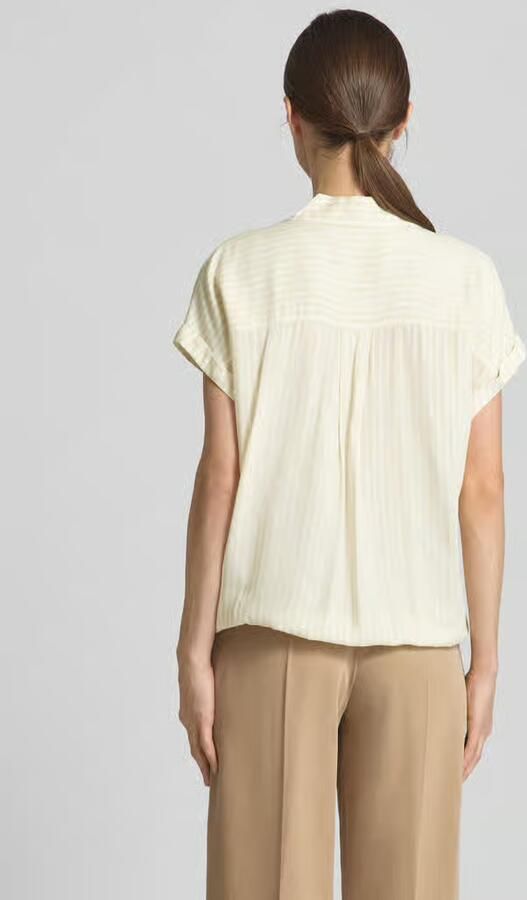 Tom Tailor Relaxed fit blouse met korte mouwen van puur viscose met V-hals