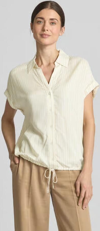 Tom Tailor Relaxed fit blouse met korte mouwen van puur viscose met V-hals - Foto 2