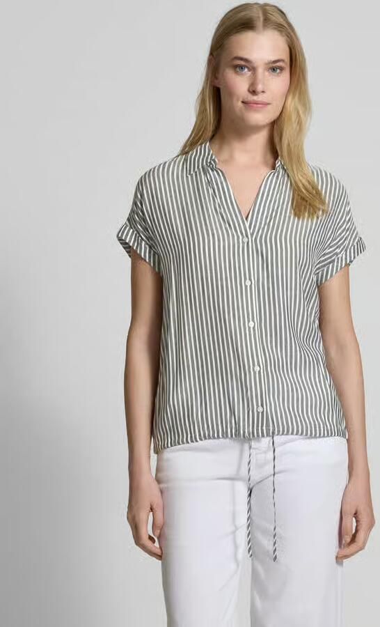 Tom Tailor Relaxed fit blouse met korte mouwen van puur viscose met V-hals - Foto 2