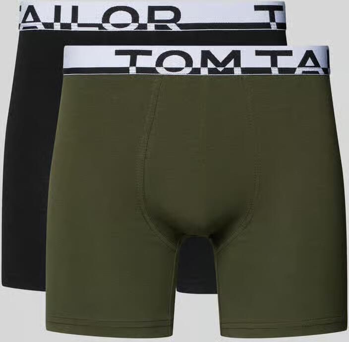 Tom Tailor slim fit trunks met labelopschrift op de band in een set van 2 - Foto 2