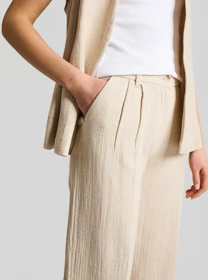 Tom Tailor straight leg culotte van mix van katoen en linnen