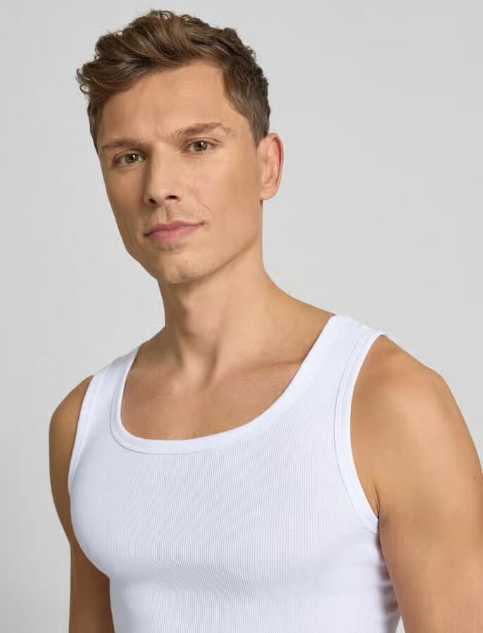 Tom Tailor Tanktop Montana Ronde hals slim fit basic elastisch heupbedekkend (2-delig Set van 2)