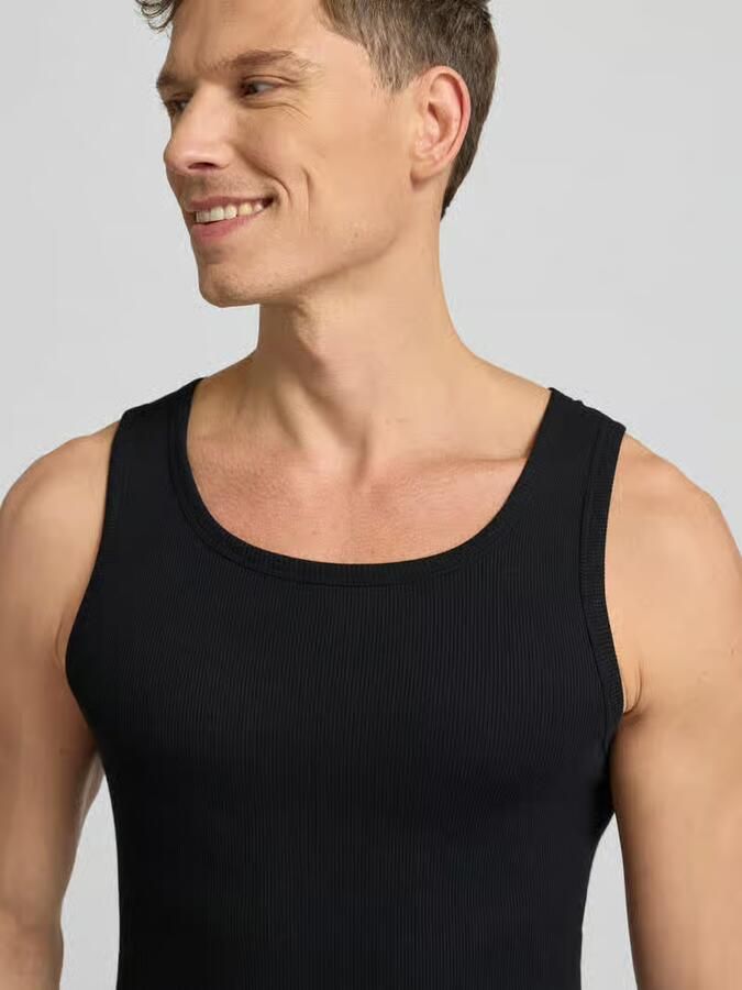 Tom Tailor Tanktop Montana Ronde hals slim fit basic elastisch heupbedekkend (2-delig Set van 2)