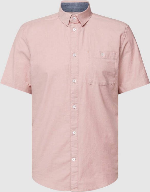 Tom Tailor Klassiek overhemd met korte mouwen en borstzak Pink Heren