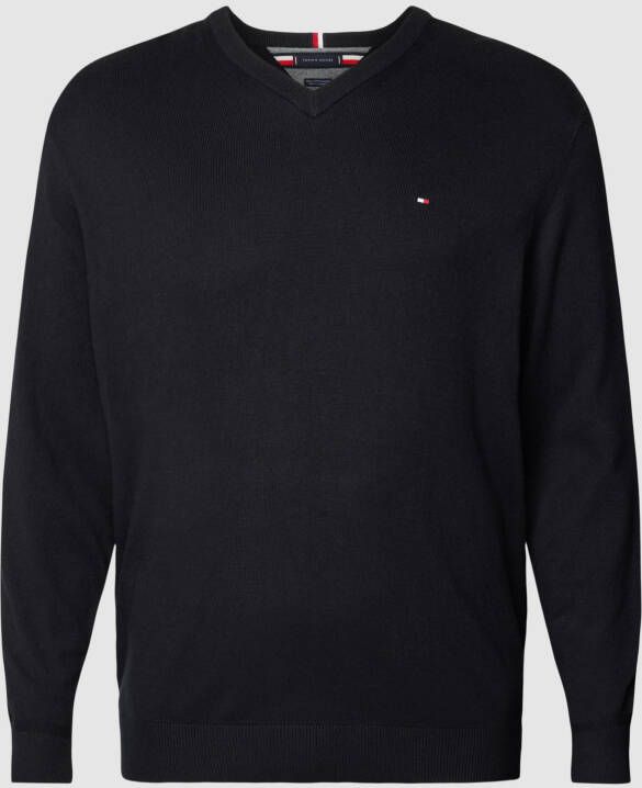Tommy Hilfiger Gebreide trui BT-PIMA ORG CTN CASHMERE VNCK-B in grote maten met logo borduurwerk op borsthoogte