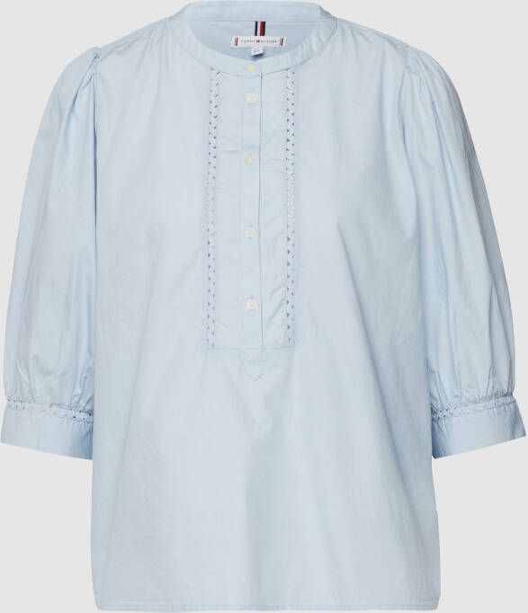 Tommy Hilfiger Klassieke blouse CRAFTED COTTON HENLEY HALF SLV in henleyshirt-stijl met perforatiedetails