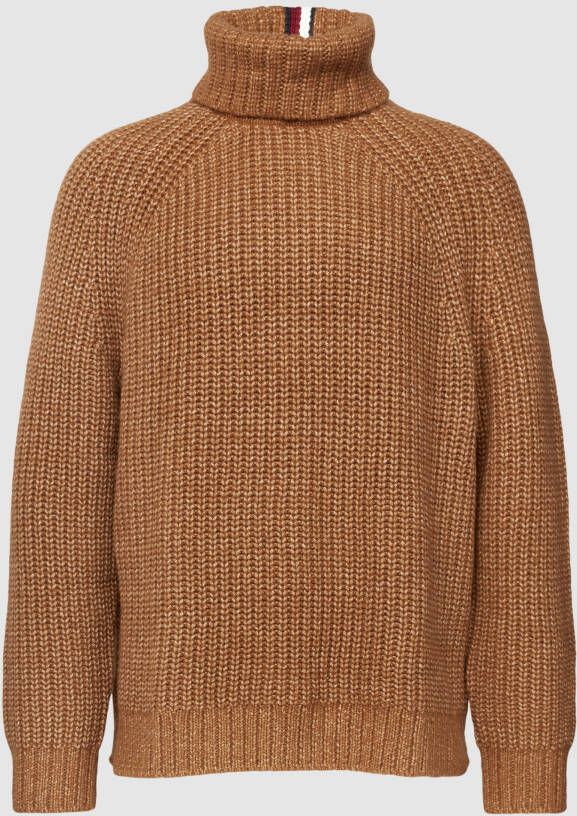 Tommy Hilfiger 2-Tone Chunky RIB Roll Neck Bruin Heren