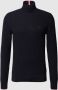 Tommy Hilfiger Donkerblauwe Coltrui Exaggerated Structure Roll Neck - Thumbnail 2