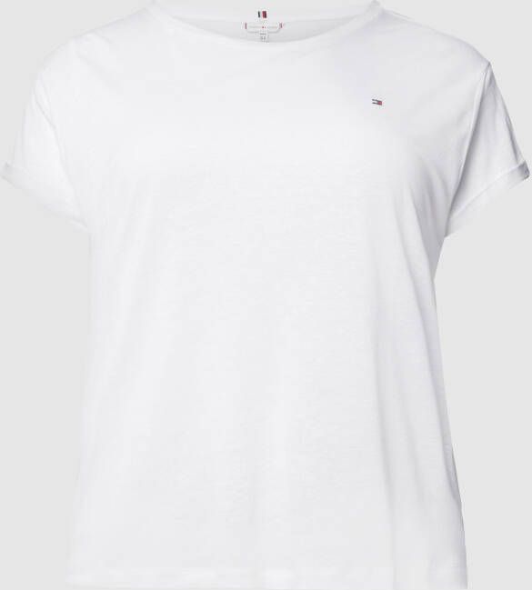 Tommy Hilfiger Curve Shirt met ronde hals CRV RLX LINEN LYOCELL C NK TOP met stijlvol merklabel