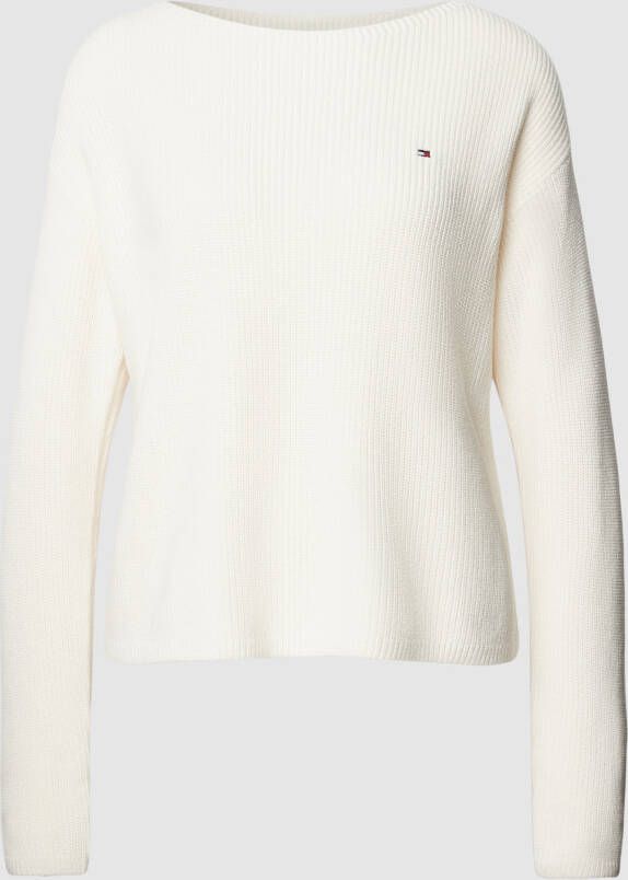 Tommy Hilfiger Dames Katoenen Bootnek Ribtrui White Dames