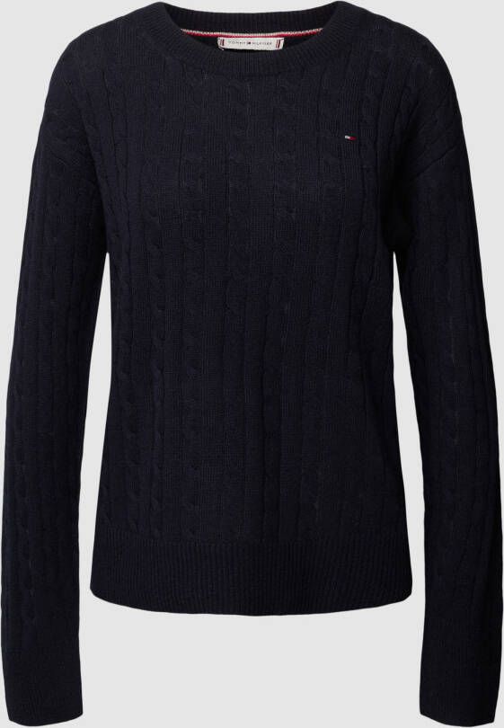 Tommy Hilfiger Trui met ronde hals SOFTWOOL CABLE C-NK SWEATER met -logo-borduursel