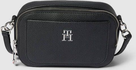 Tommy Hilfiger Verstelbare Logo Schoudertas met Externe Zak Zwart Dames