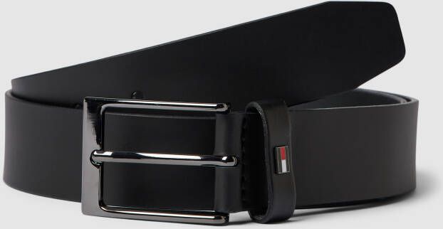 Tommy Hilfiger Leren riem LAYTON LEATHER 3.5 met metalen label aan de sluiting