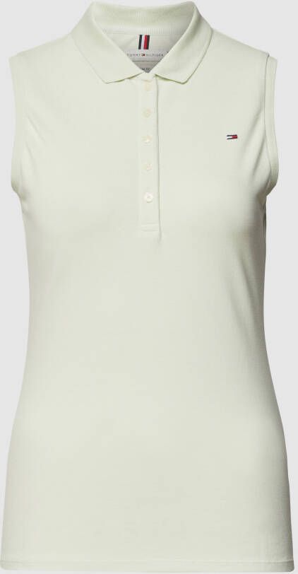 Tommy Hilfiger Poloshirt Slim Polo No Sleeve met merklabel op borsthoogte