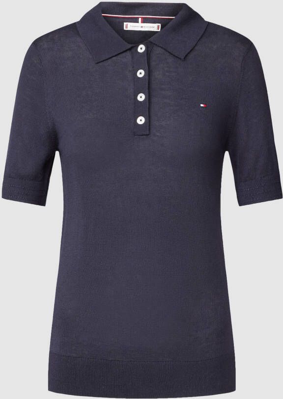 Tommy Hilfiger Trui met polokraag BUTTON POLO SS TOP met logo op borsthoogte