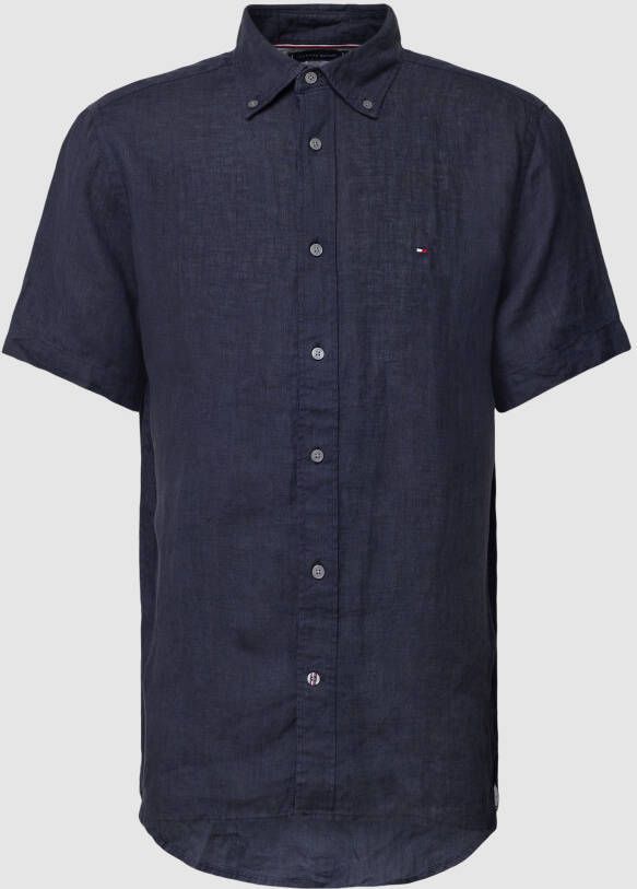 Tommy Hilfiger Overhemd met korte mouwen PIGMENT DYED LINEN RF SHIRT S S in een eenvoudig ontwerp