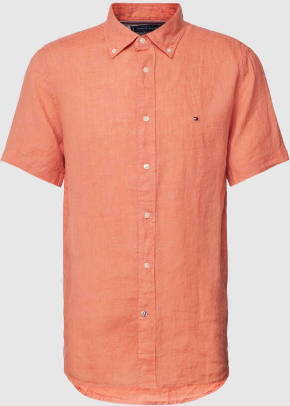 Tommy Hilfiger Overhemd met korte mouwen PIGMENT DYED LINEN RF SHIRT S S in een eenvoudig ontwerp