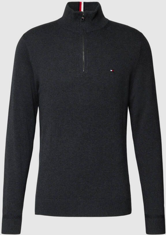 TOMMY HILFIGER Heren Truien & Vesten Pima Org Ctn Cashmere Zip Mock Donkergrijs