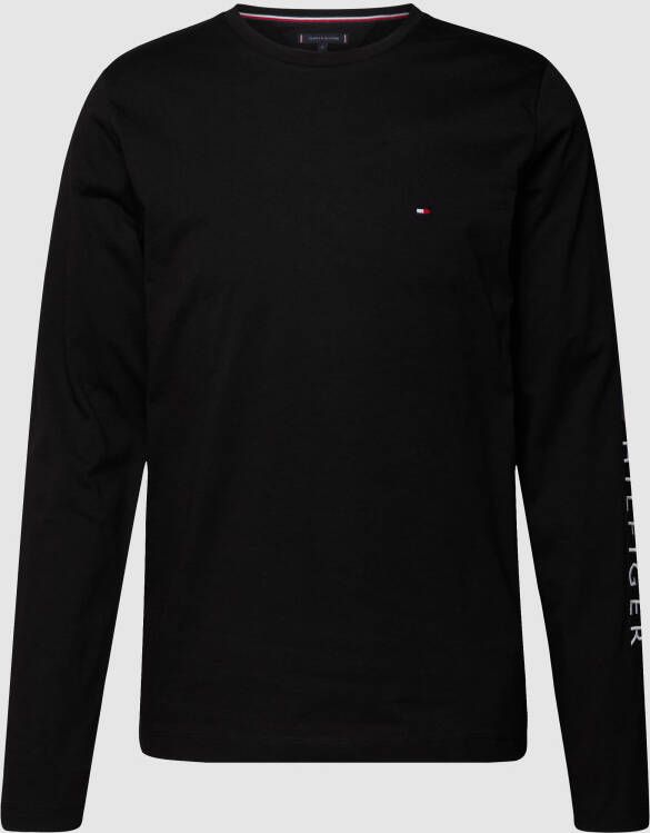 Tommy Hilfiger Heren T-shirt met lange mouwen en lettering Black Heren