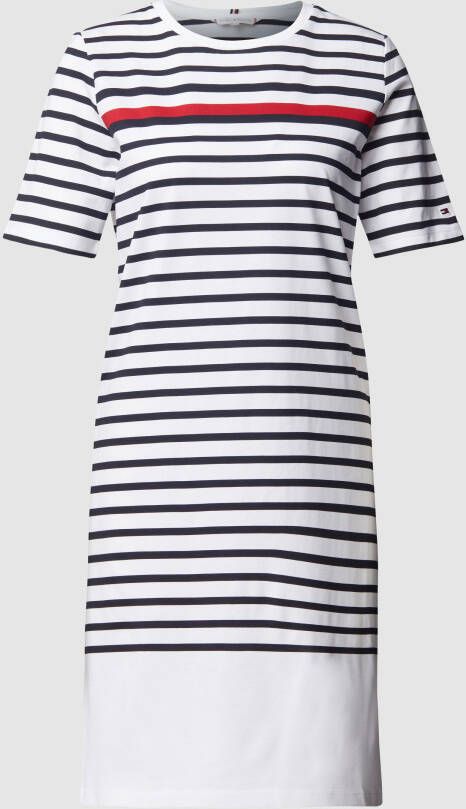 Tommy Hilfiger Jerseyjurk REG GBL STP C-NK SHORT DRESS SS met blokstrepen in kleuren