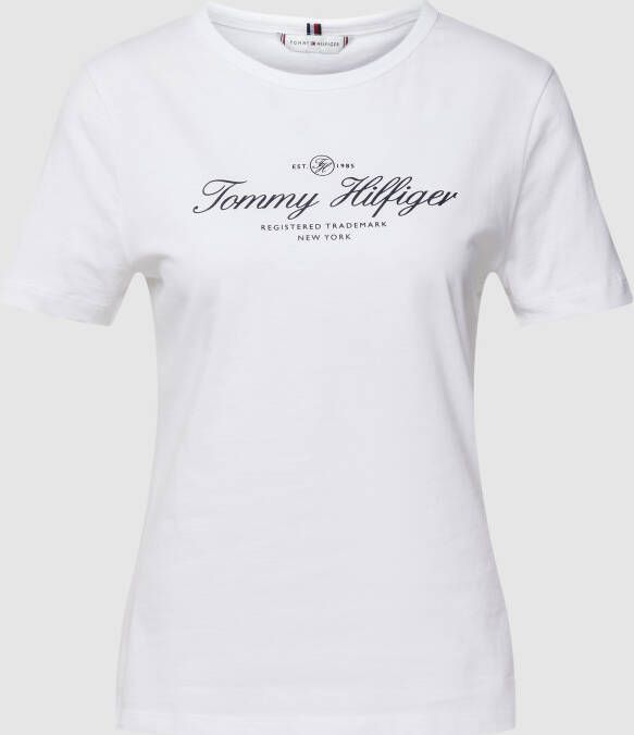 Tommy Hilfiger Shirt met ronde hals SLIM SIGNATURE C NK 1 2 SLV met signature-logo-opschrift