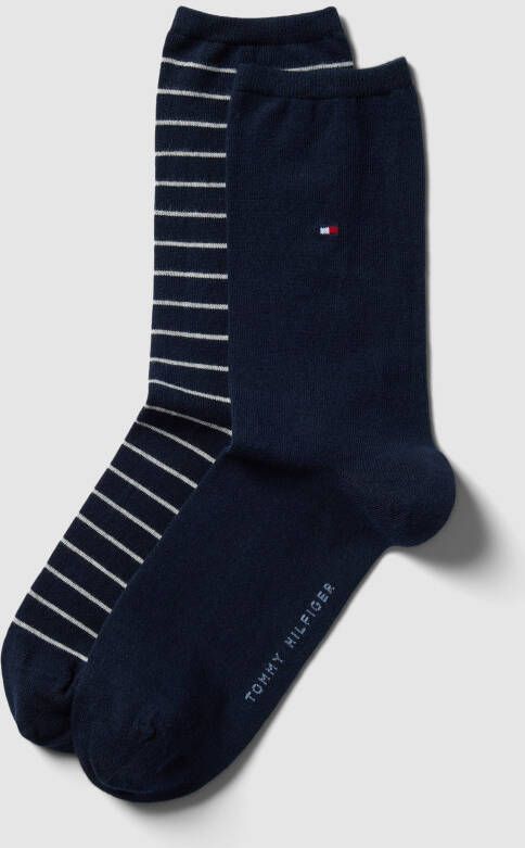 Tommy Hilfiger Sokken TH WO SOCK 2P SMALL STRIPE met smalle ribboord gemêleerd gestreept (2 paar)