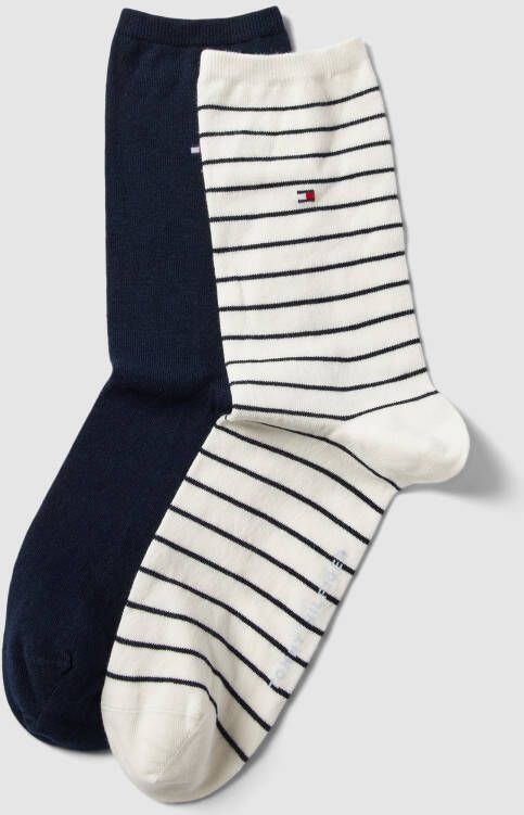 Tommy Hilfiger Sokken TH WOMEN SOCK 2P SMALL STRIPE met smalle ribboord gemêleerd gestreept (2 paar)