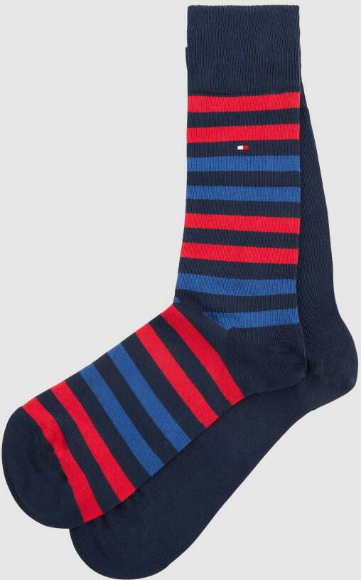 Tommy Hilfiger Sokken met labeldetail in een set van 2 paar model 'DUO STRIPE SOCK'