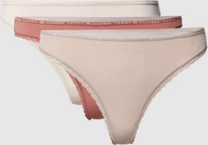 Tommy Hilfiger Underwear Slip 3P THONG met verfijnd kanten randje onder aan de pijpen & tommy hilfiger elastische band (3 stuks Set van 3)