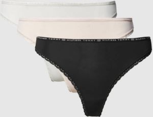 Tommy Hilfiger Underwear Slip 3P THONG met verfijnd kanten randje onder aan de pijpen & tommy hilfiger elastische band (3 stuks Set van 3)