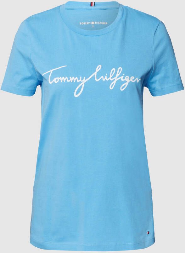 Tommy Hilfiger Shirt met ronde hals CREW NECK GRAPHIC TEE met groot logo opschrift