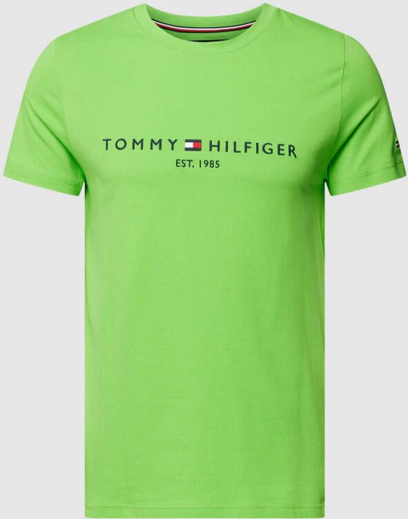 Tommy Hilfiger Logo Lime T-Shirts Green Heren